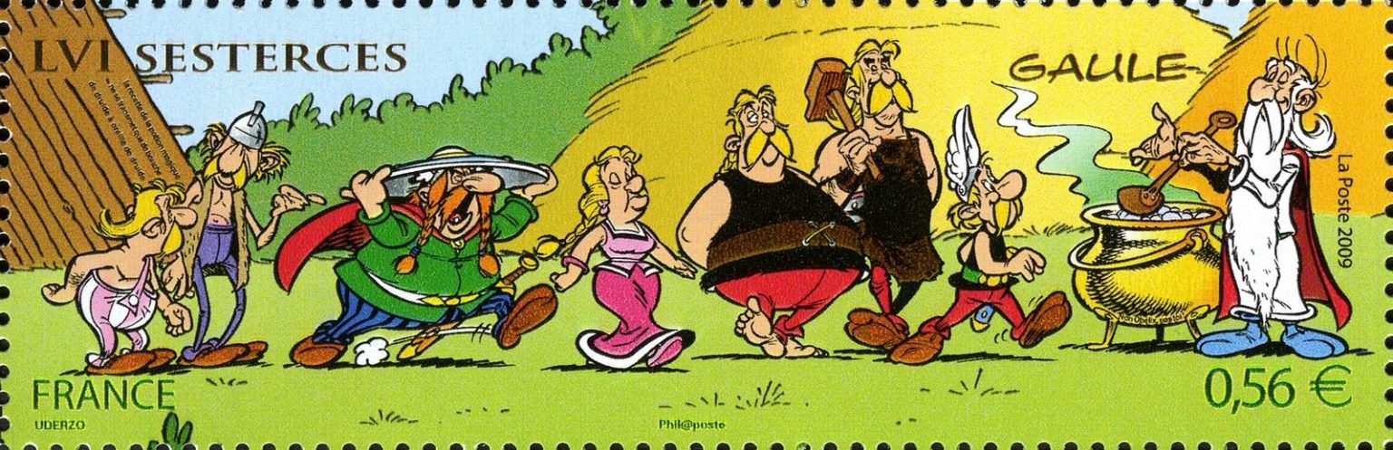 JUMBO MAGNET ASTÉRIX Obelix Idefix sur le tapis volant en foam board
